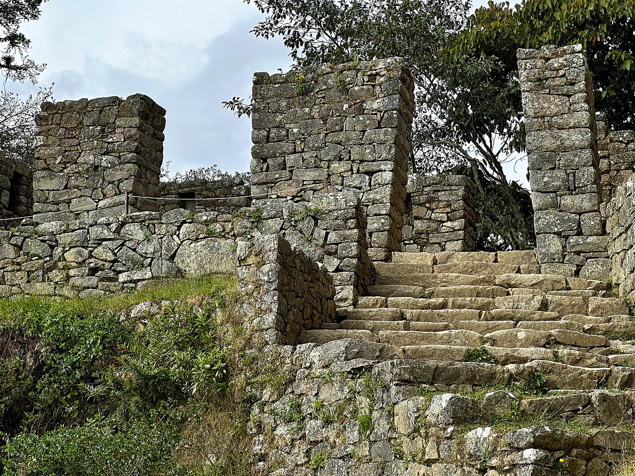 Stone doorway and steps of the Inti Punku Sun Gate structure at Machu Picchu